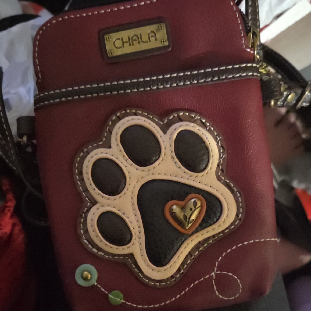 Chala Burgundy Paw Print Crossbody